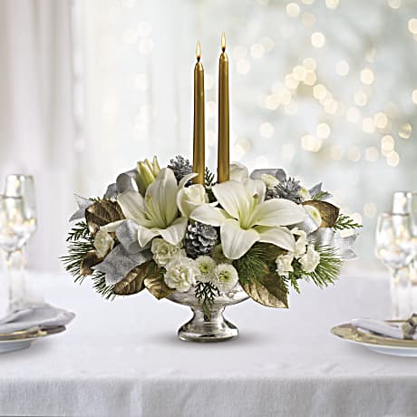 white floral christmas centerpieces
